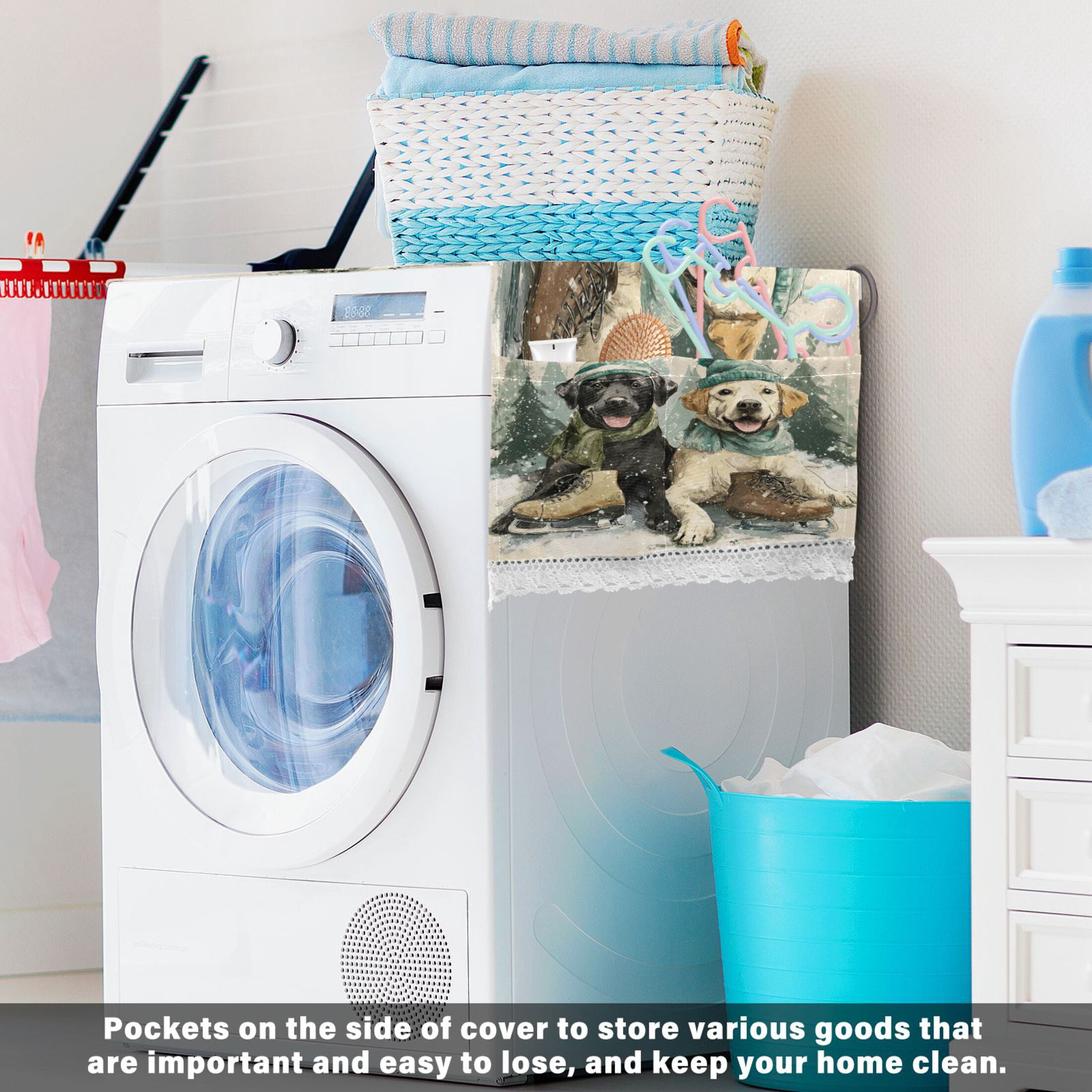 DEIARA Snow Labrador Washing Machine Cloth Dryer Refrigerator Top Cover Protective Non-Slip Mat For Kitchen Laundry
