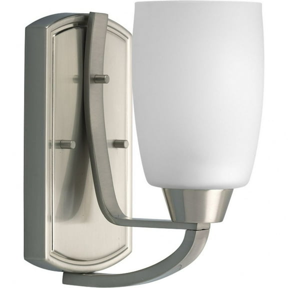 Progress Lighting Wisten 1-Light Bath Bracket, Brushed Nickel, Tapered Etched Glass Shade