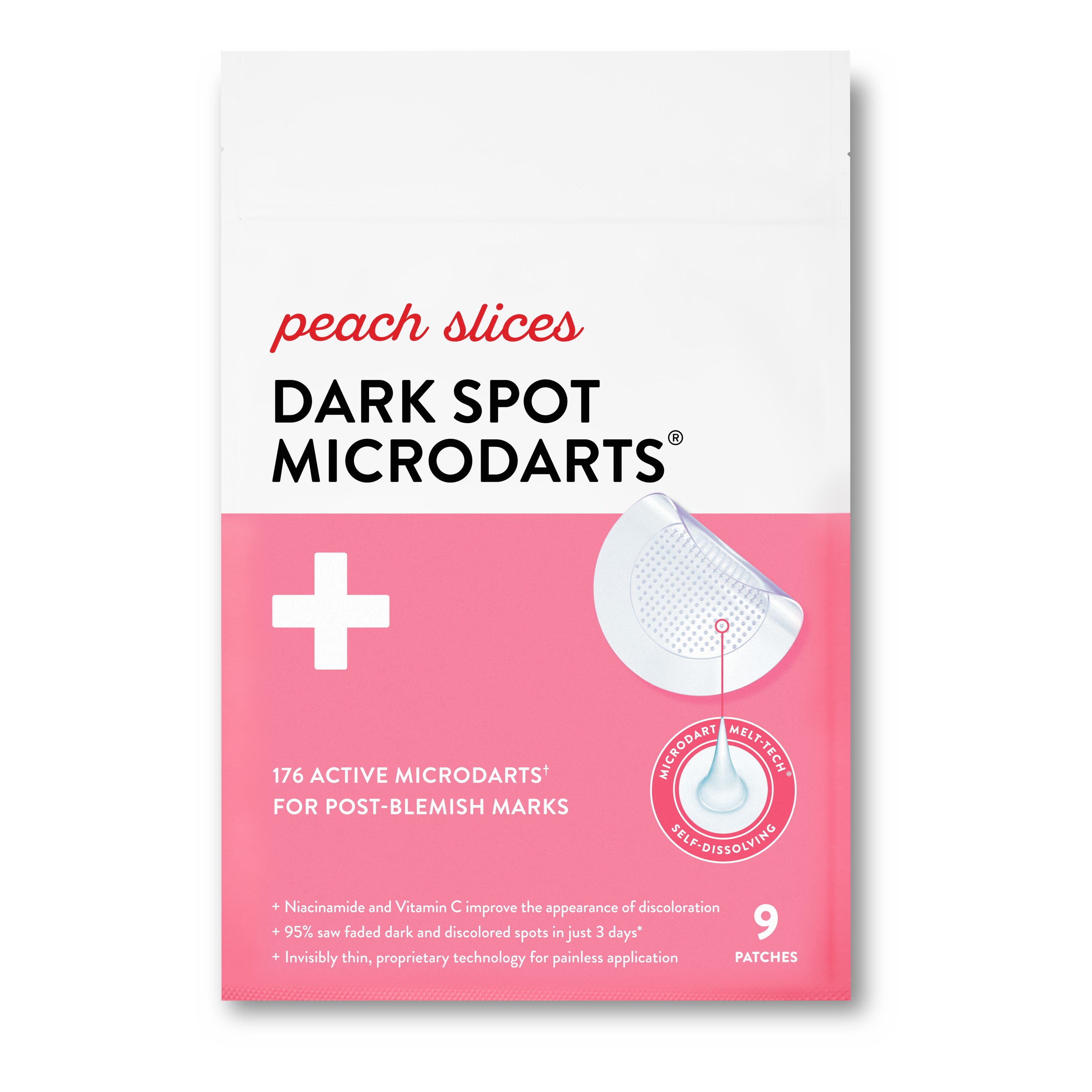 Peach Slices Dark Spot Microdarts, Hyperpigmentation Patch Facial Treatment, 9 Ct