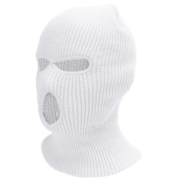 Knitted Windproof Ski Face Cover, 3 Hole Knitted Full Face Cover Portable Elastic  For Outdoor Sports For Riding For Running White