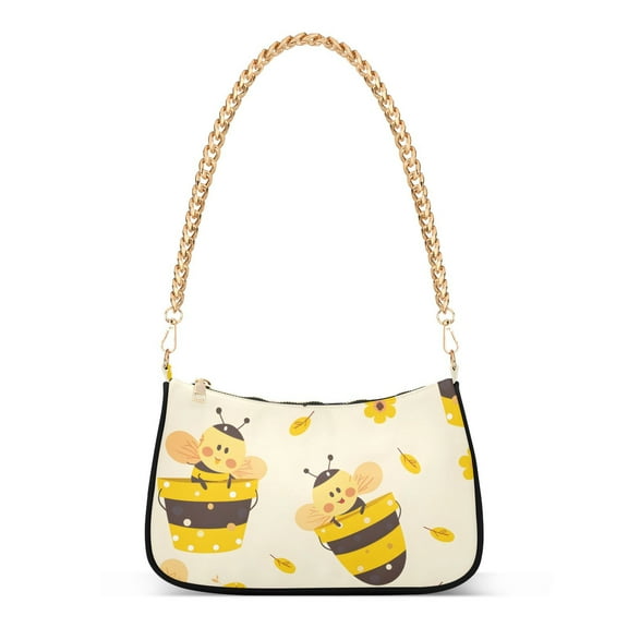 Cartoon Bees HoneyWomen Small Shoulder Bag Crossbody Tote Hobo Bags Purse Clutch Handbags with Chain Strap for Women