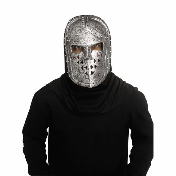 Fun World Adult Iron Knight Full Face Mask Halloween Costume Mask - Silver One Size