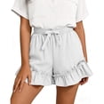 thumbnail image 7 of JUSLIO Women's Shorts,with Pockets High Waist Mid-Length Shorts,Ruffle Elastic Waist,White,Size XXL, 7 of 7