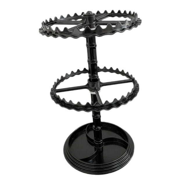 Organizador de Pendientes, Soporte de Joyería, Estante de Almacenamiento de Rotación de 360 Grados para Lápiz Labial, Collar, Mesa, Tobilleras Colgant 2 niveles en negro.