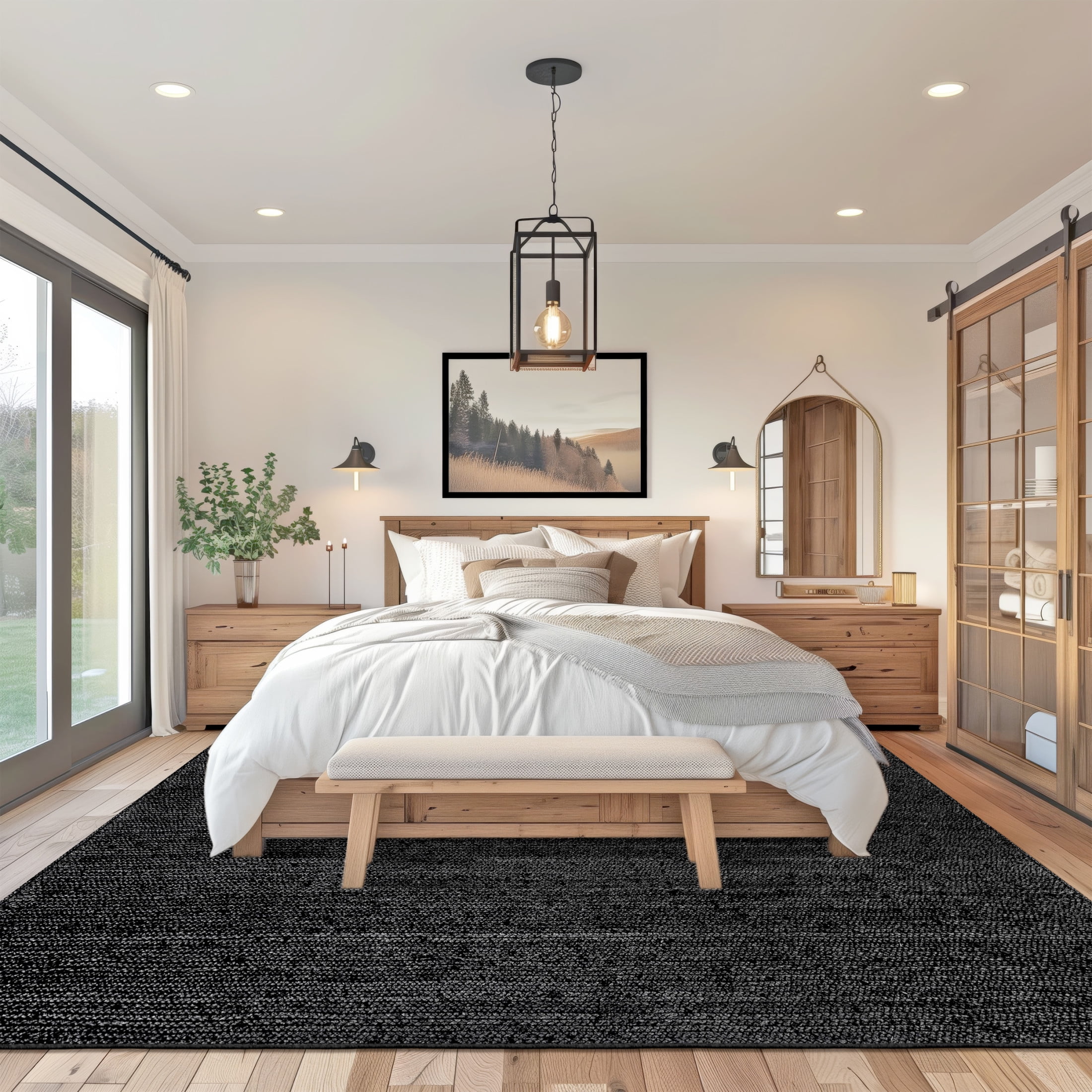 nuLOOM Rigo Hand Woven Farmhouse Jute Area Rug, 9' 6" x 13' 6", Black