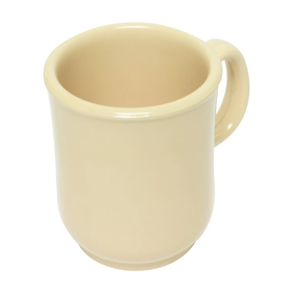 Excellante Milestone tan melamine dinnerware collection 8 oz, 3" bulbous mug, comes in dozen