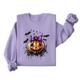 thumbnail image 5 of SuTry Women's Halloween Tops Bowknot Pumpkin Printed Long Sleeved Crew Neck Hoodless Sweatshirt Fashionable Modern Look Blouses(Purple,M), 5 of 6