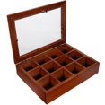 thumbnail image 2 of Wood Tea Bag Holder Tea Bag Storage Case 12-Compartment Spice Bag Holder with Clear Lid, 2 of 2