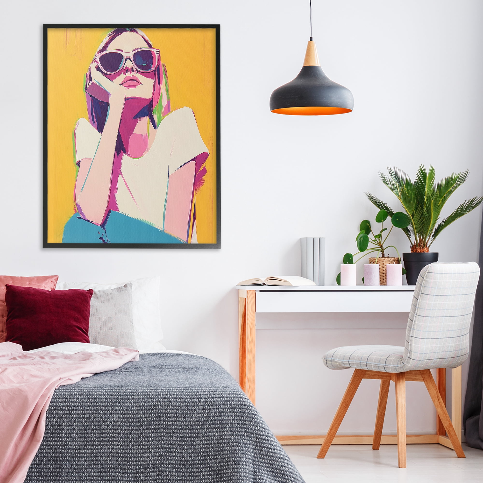 Stupell Industries Chroma Shades Girl Black Framed Giclee Art, design by Walker Noble