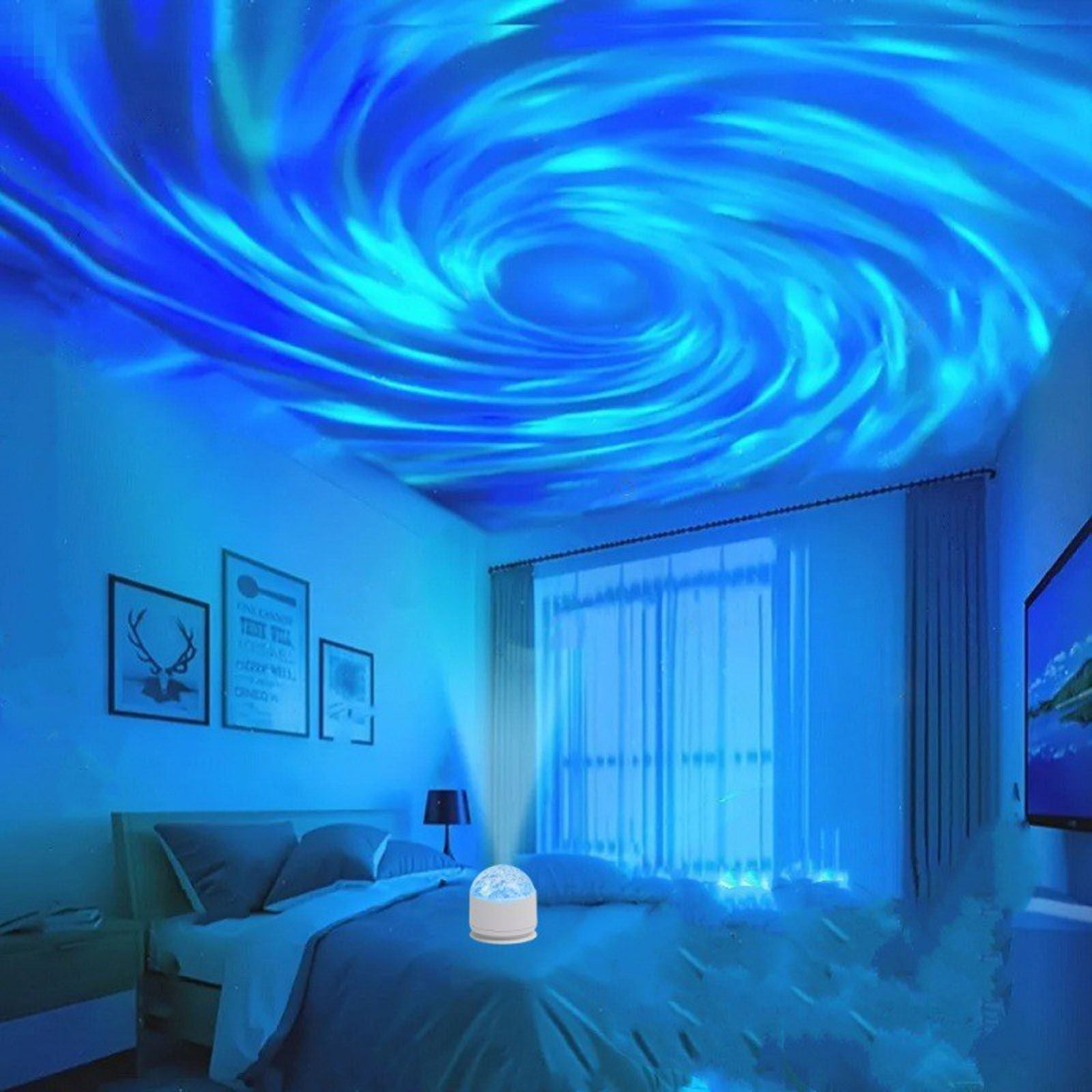 Ocean Wave Ceiling Projector, Ocean Wave Light Projector, Water Ripple Ambient Night Light , Touch Control Aurora Projector Non-Wood for Bedroom,Room Decor,Kids Room
