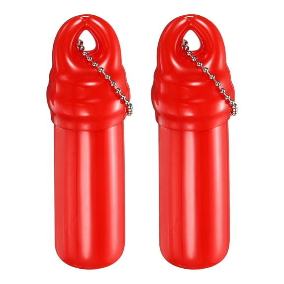 2 Pack Floating Keychain, Float Key Ring Holder with Waterproof Container, Float Key Pendant for Boating, Fishing, Water Sports, Red