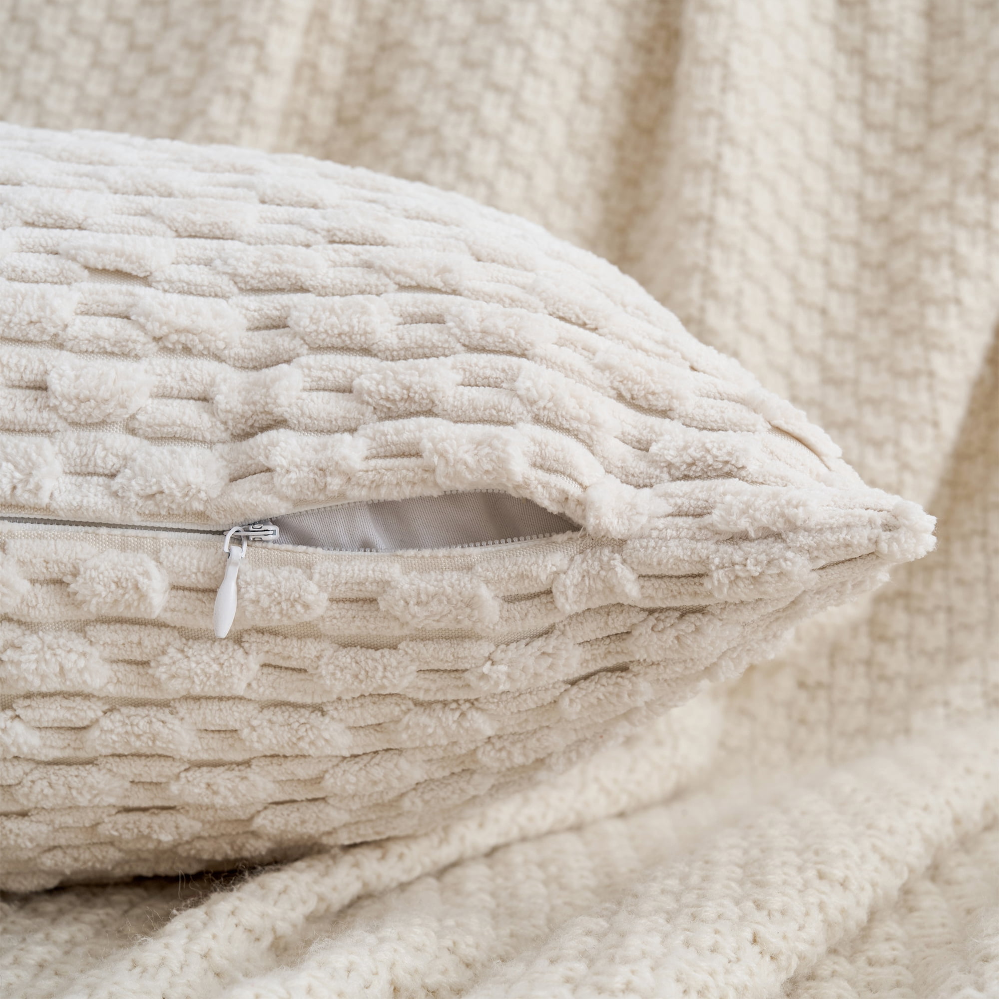 Unique Bargains 2Pcs Decorative Throw Pillow Covers for Sofa Beige 12" x 20"