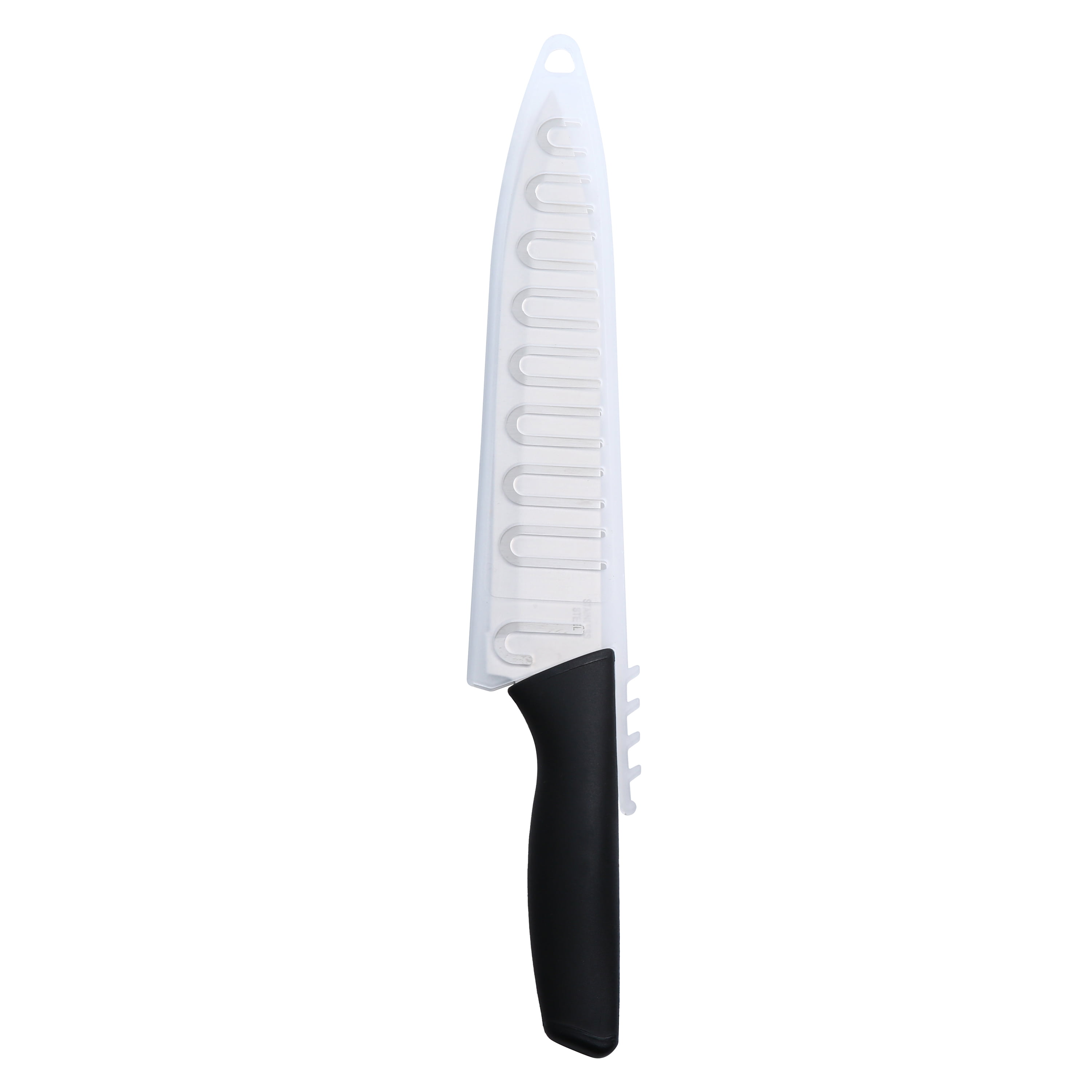 Mainstays 8 in Stainless Steel Chef Knife with Soft-Grip Handle, Black