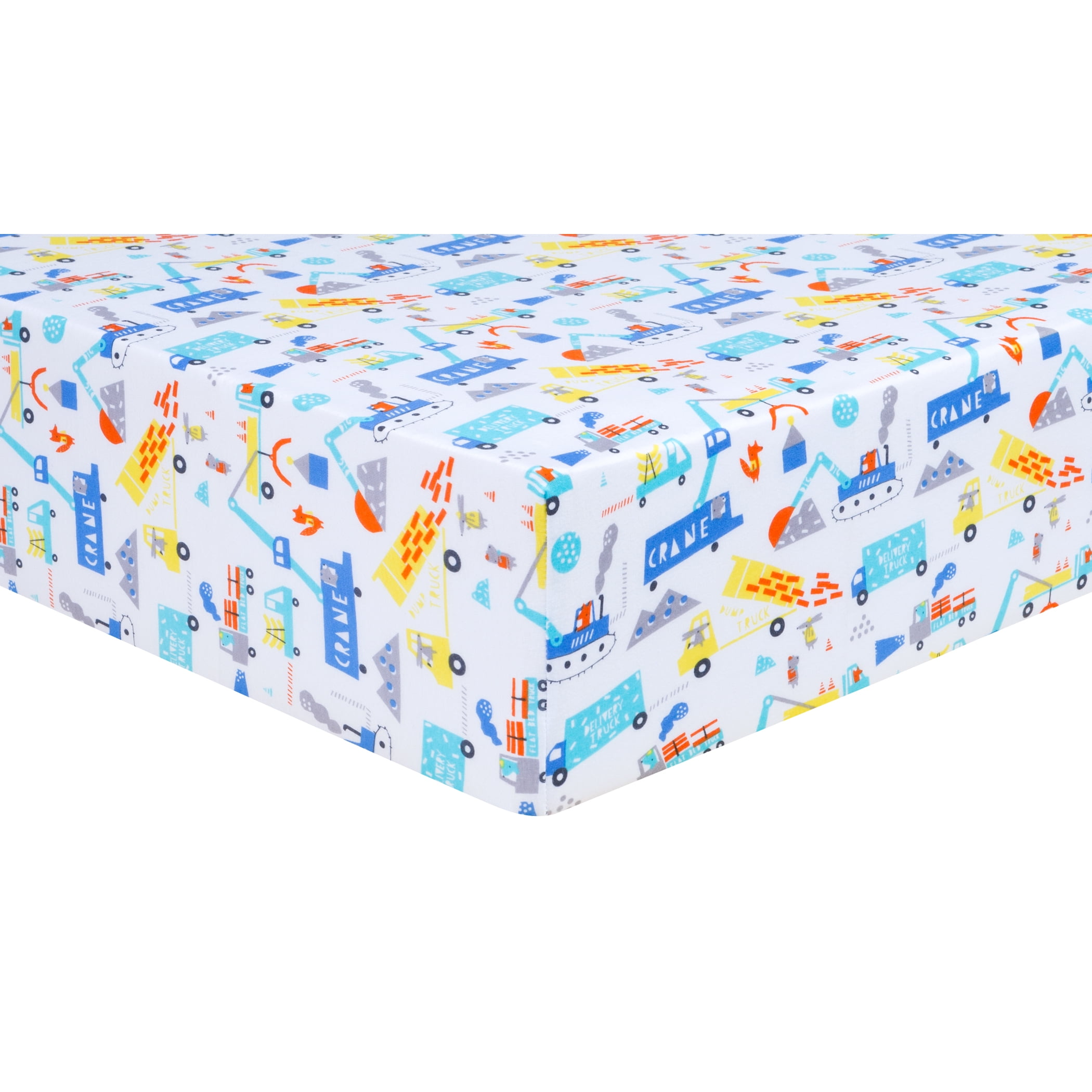 Construction Digger Jersey Fitted Crib Sheet