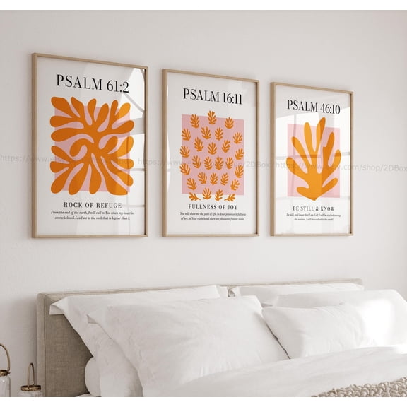 Psalm Wall Art Abstract Bible Art Pink Christian Modern Jesus Wall Decor, Poster Only