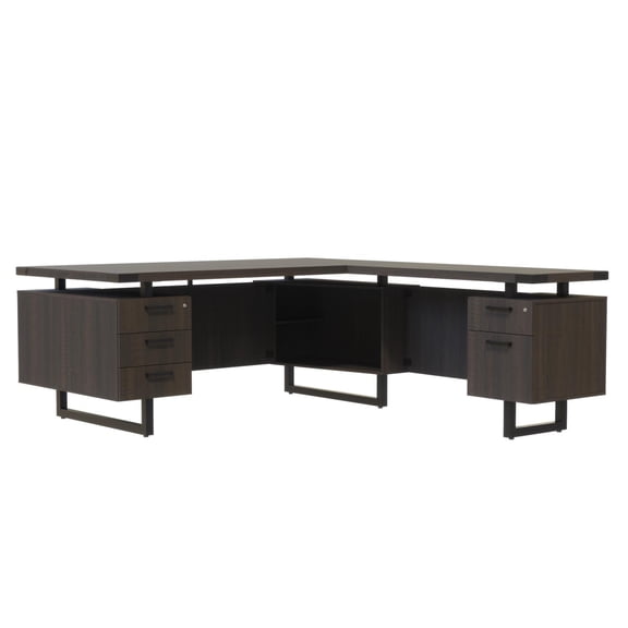 Safco Mirella L-Shaped Configuration Desk In Tobacco Finish MRLSBF7236STO