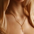 thumbnail image 3 of HolyMagic Cross Necklace for Women 18K Gold Plated Birth Flower, 3 of 9