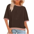 thumbnail image 2 of Antinious Summer Tops for Women Trendy,Sweatshirt for Women,Ladies Casual Comfortable Printed Crewnecked Short Sleeve Tops,Brown,XXXL, 2 of 5