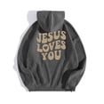 thumbnail image 4 of VBARHMQRT Plus Size Hoodie Autumn Winter Hoodie Neck Solid Color Printed Long Sleeve Pullover Sweatshirt, 4 of 6