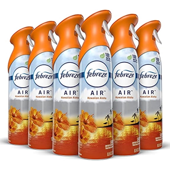 Febreze Air Freshener Spray - Spray - 8.5 fl oz (0.3 quart) - Hawaiian Aloha - 6 / Carton - Odor Neutralizer, VOC-free