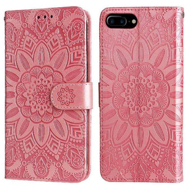 Funda tipo cartera GANGXUN para iPhone 7 Plus/8 Plus , diseño girasol, cuero PU, soporte, cierre magnético, tarjetero