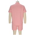 thumbnail image 4 of ZQUUVOU Men's 2 Piece Sport Set Short Sleeve Stand Collar Top and Drawstring Waist Shorts Casual Workout Outfit Pink, 4 of 6