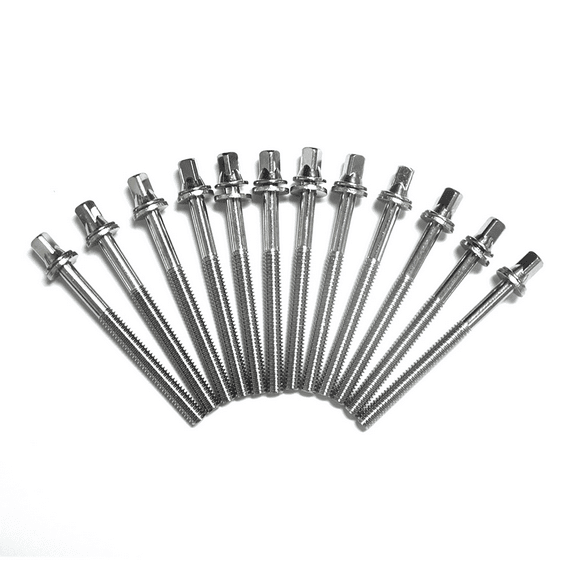 12 Drum Tension Rods 70mm(2.75") Chrome with Washers Diameter 7/32"