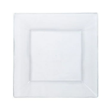 LillianPlastic Dinnerware Plastic Plates, Sqaure, 6.5", Clear, 10 Ct