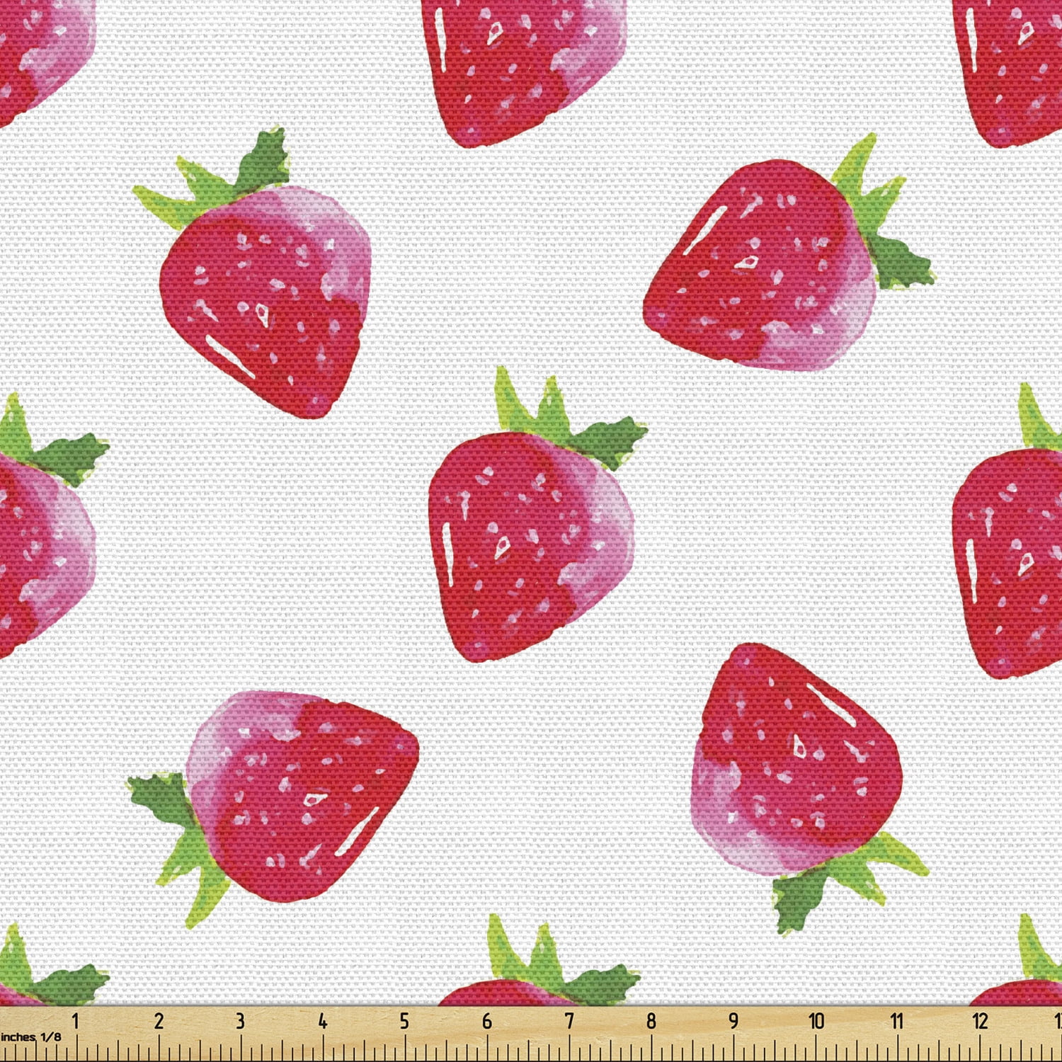 Strawberry Fabric by the Yard, Hand-Painted Juicy Tasty Fruits Organic  Harvest Fresh Organic Food, Decorative Upholstery Fabric for Sofas and Home