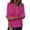 Hot Pink, variant on UAMVSH 3/4 Sleeve Tops for Women Asymmetrical Neck Button T-Shirt Casual Cotton Linen Loose Fit Tunic Blouse Fashion Clothing