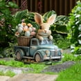 thumbnail image 5 of Easter Bunny Décor Outdoor Statues - Rabbit Décor Garden Decorations Easter Rabbit Figurine Décor Couple Bunny Figurines Home Décor Resin Bunny Play on a Swing on The Tree 5L*2.5W*6.5H, 5 of 8