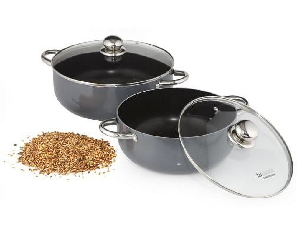 Tucocina 1.7-Quart Traditional Caldero, Heavy-Gauge Pressed Aluminum, Energy Efficient, Durable, with Tempered Glass Lid