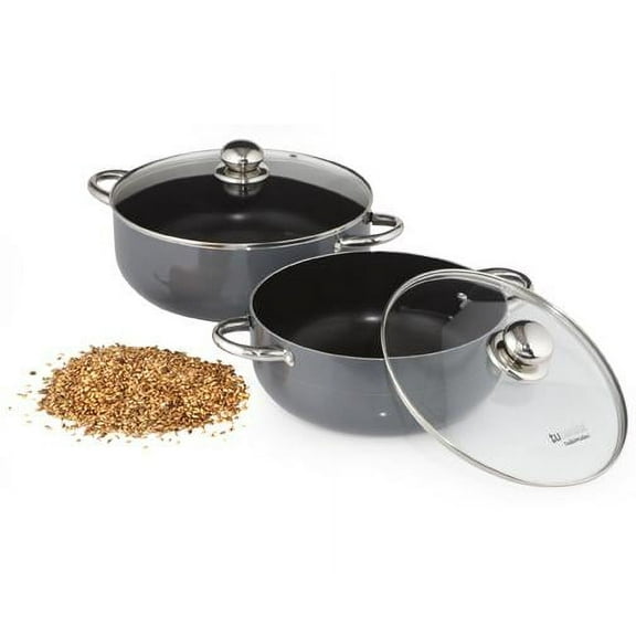 Non-Stick Traditional Caldero with Glass Lid - 3.6Qt