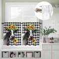 thumbnail image 5 of Kitchen Window Curtains Valance and Tier Set, Farm Cow with Sunflower Rod Pocket Tier Curtain Valance Set, Country Buffalo Black and White Plaid Light Filtering Cafe Curtains for Bedroom Living Room, 5 of 9