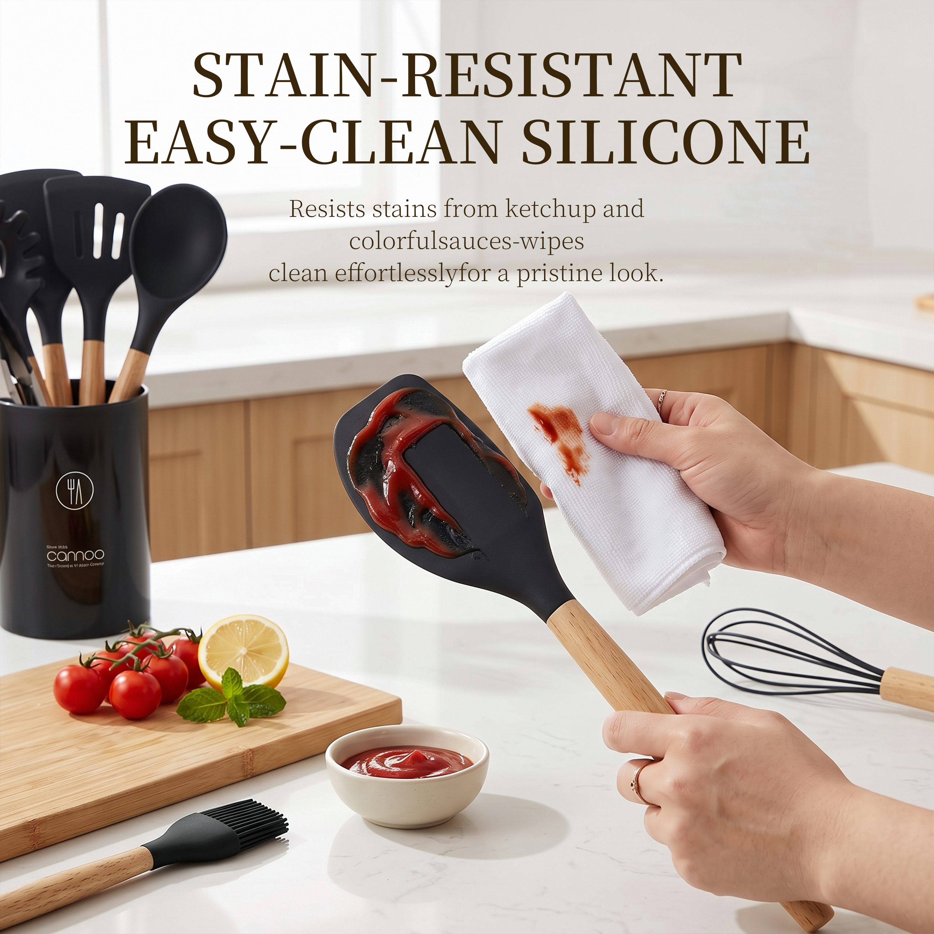 Oannao 9-Piece Silicone Cooking Utensil Set with Holder photo 3