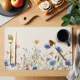 thumbnail image 2 of Watercolor Blue Placemats Set of 6, Flowers Linen Style Non-Slip Place Mats Washable Table Mats for Kitchen Dining Table Decorations Indoor/Outdoor, 2 of 9