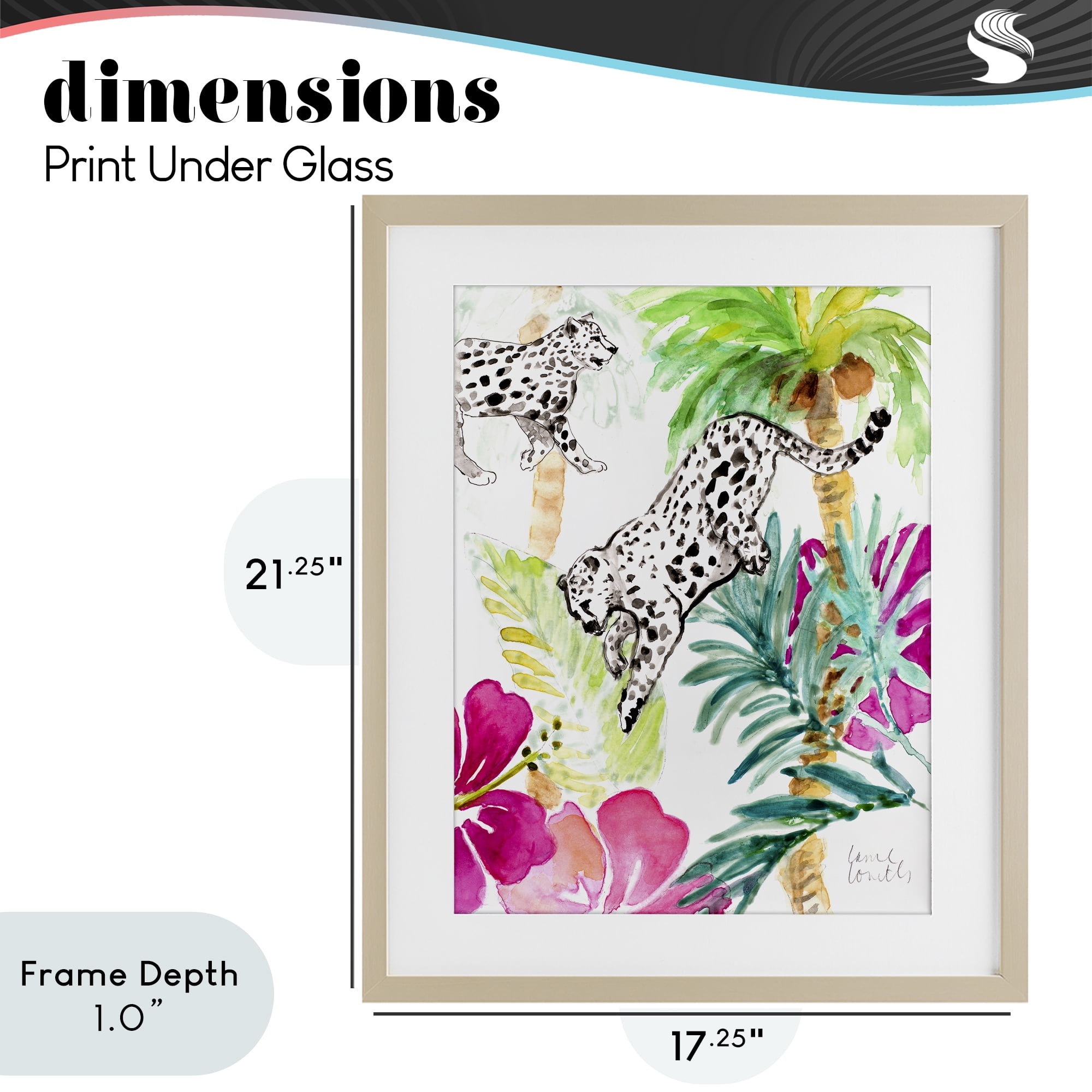 Stupell Industries Tropical Island Cheetahs Birch Framed Print Under Glass, design by Lanie Loreth