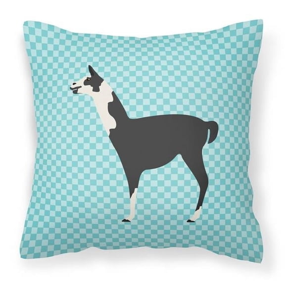 Llama Q' Ara Blue Check Fabric Decorative Pillow