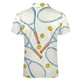 thumbnail image 5 of Pattern with Tennis Rackets with Tennis Balls Men Zipper T-shirt Summer Casual Short Sleeve T-shirt Top, 5 of 7
