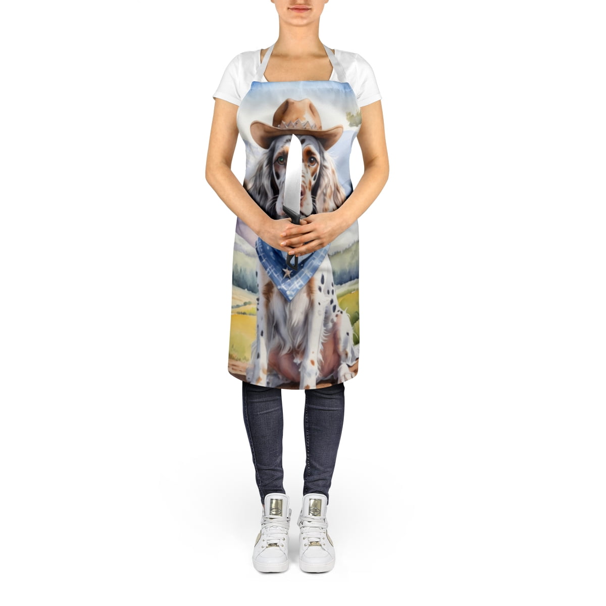 English Setter Cowboy Welcome Apron 27 in x 30 in