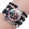 thumbnail image 2 of Pulsera trenzada de Anime Demon Slayer, brazalete de cuero y cristal de Kimetsu No Yaiba, Kamado, Tanjirou, cabujón de dibujos animados, regalo de joyería, 2 of 5