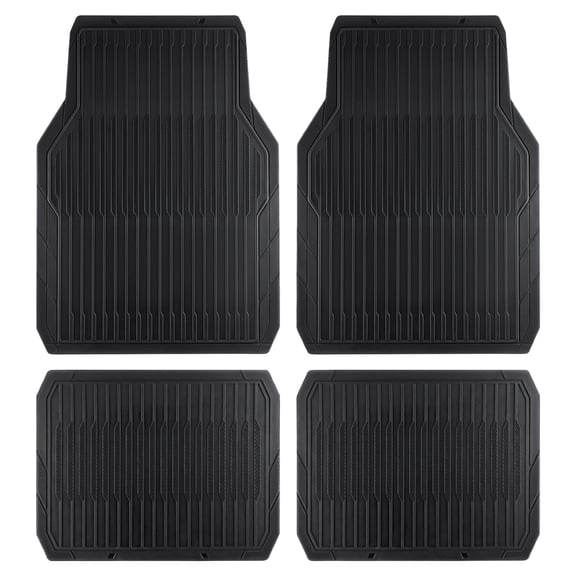 CAR GRAND Rubble Car Mats All Weather All Season Waterproof Universal Fit Trim to Fit SUV, Sedan, Truck, Set of 4 pieces All Black