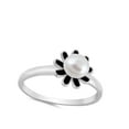 thumbnail image 4 of Freshwater Simulated Pearl Flower Ring .925 Sterling Silver Band Jewelry Female Male Unisex Size 5, 4 of 4