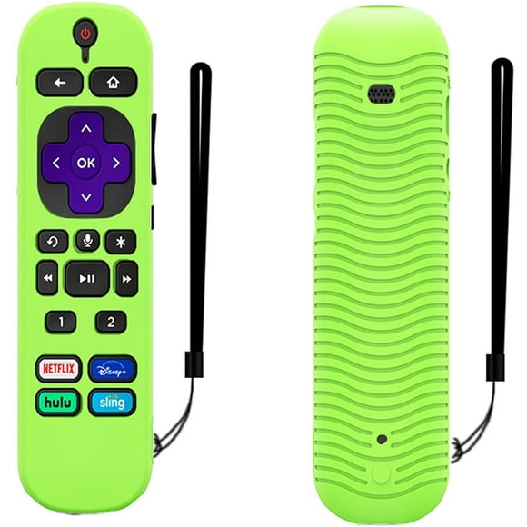 Glow Cover Replacement for Roku Voice Remote Pro 2021, Silicone Case with Lanyard