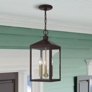 20593-07 Livex Lighting Nyack - 3 Light Outdoor Pendant Lantern in Mid Century Modern Style - 8.25 Inches wide by 18.5 Inches high-Bronze Finish