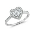 thumbnail image 5 of Halo Dazzling Heart Promise Ring Round CZ 925 Sterling Silver Size 5, 5 of 7