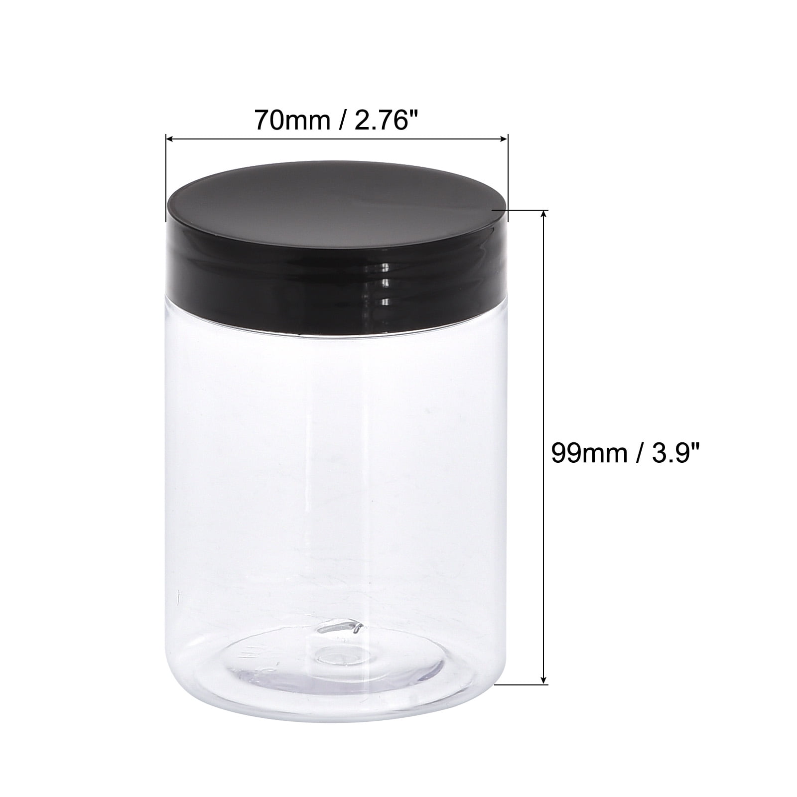 Unique Bargains Round Plastic Jars with Screw Top Lids 70mm x 99mm 2Pcs