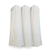Semapak Pack of 3 X Large White Non Woven Bridal Wedding Gown Dress Garment Bag, Full Length Dress Bags with 15" Gusset