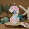 thumbnail image 2 of Ocean Mermaid Theme Cake Candles Numbers 2, Purple Gradient Cake Topper with Sequins for Girls Birthday Party, Version A, 2 of 5