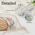 thumbnail image 2 of Summer Coastal Pillow Covers, Linen Long Throw Pillow Case, Nautical Beach Marine Life Beige Striped Holiday Pillow Protector Decorative Cushion Cover for Living Room/Bedroom 12" x 20", 2 of 8